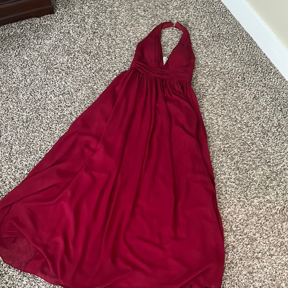 Red Halter Top Evening Gown